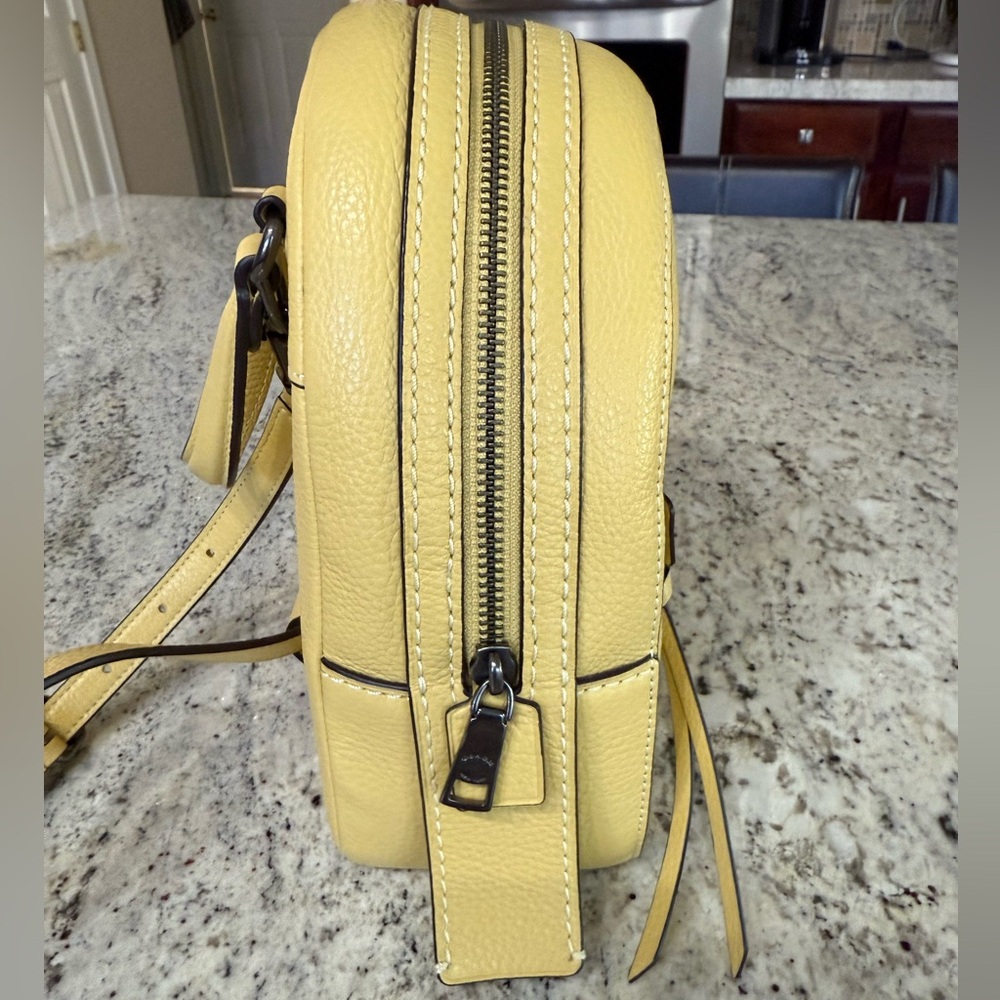 Coach Andi Mini Backpack Yellow Purse 2 way Handbag Daypack Pebbled Leather Tote - Picture 11 of 14